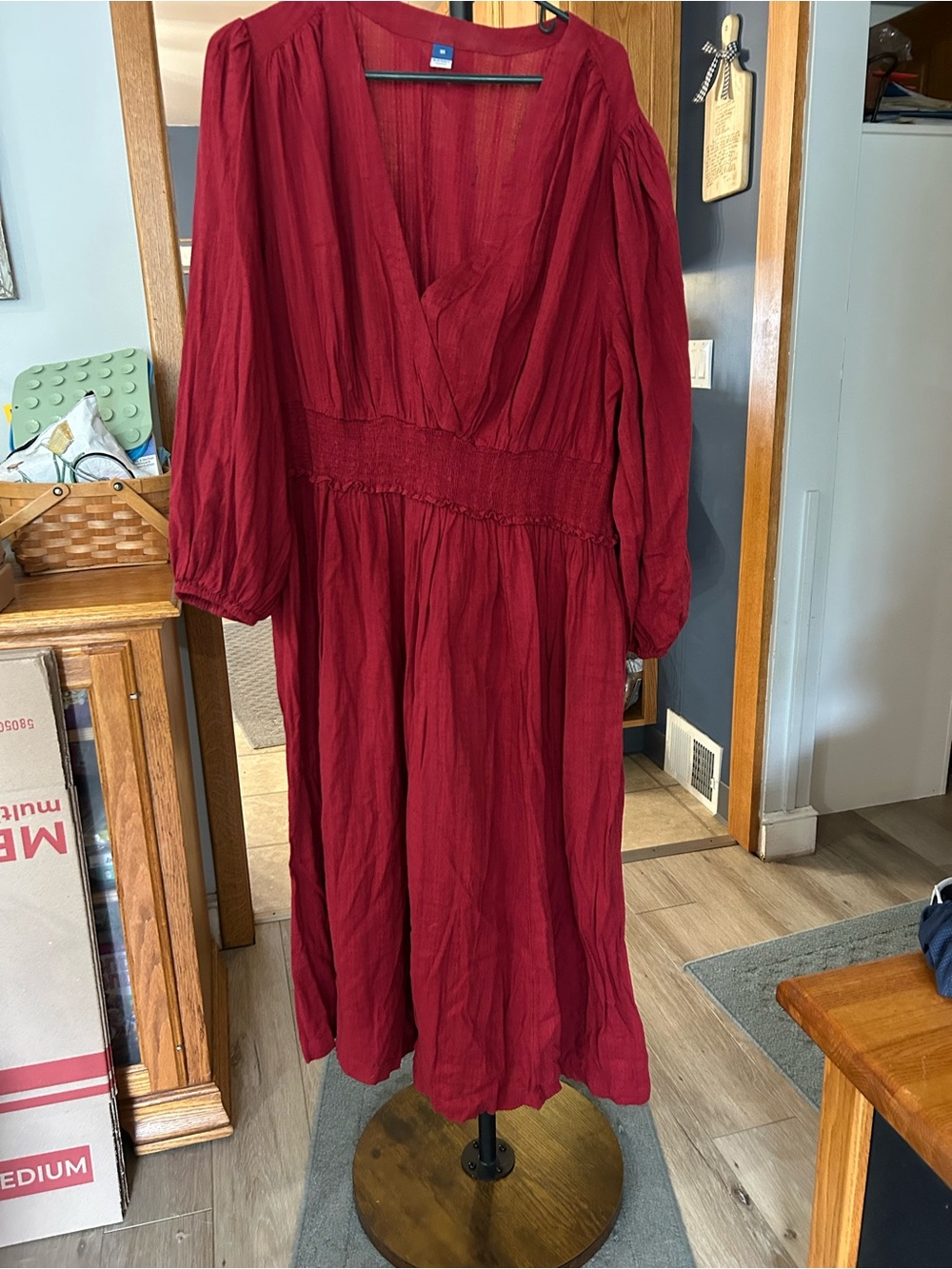 Old Navy Burgundy V-Neck Midi Dress